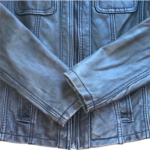 Michael Kors Gray Leather Jacket Fitted Design SZ S - Picture 14 of 14